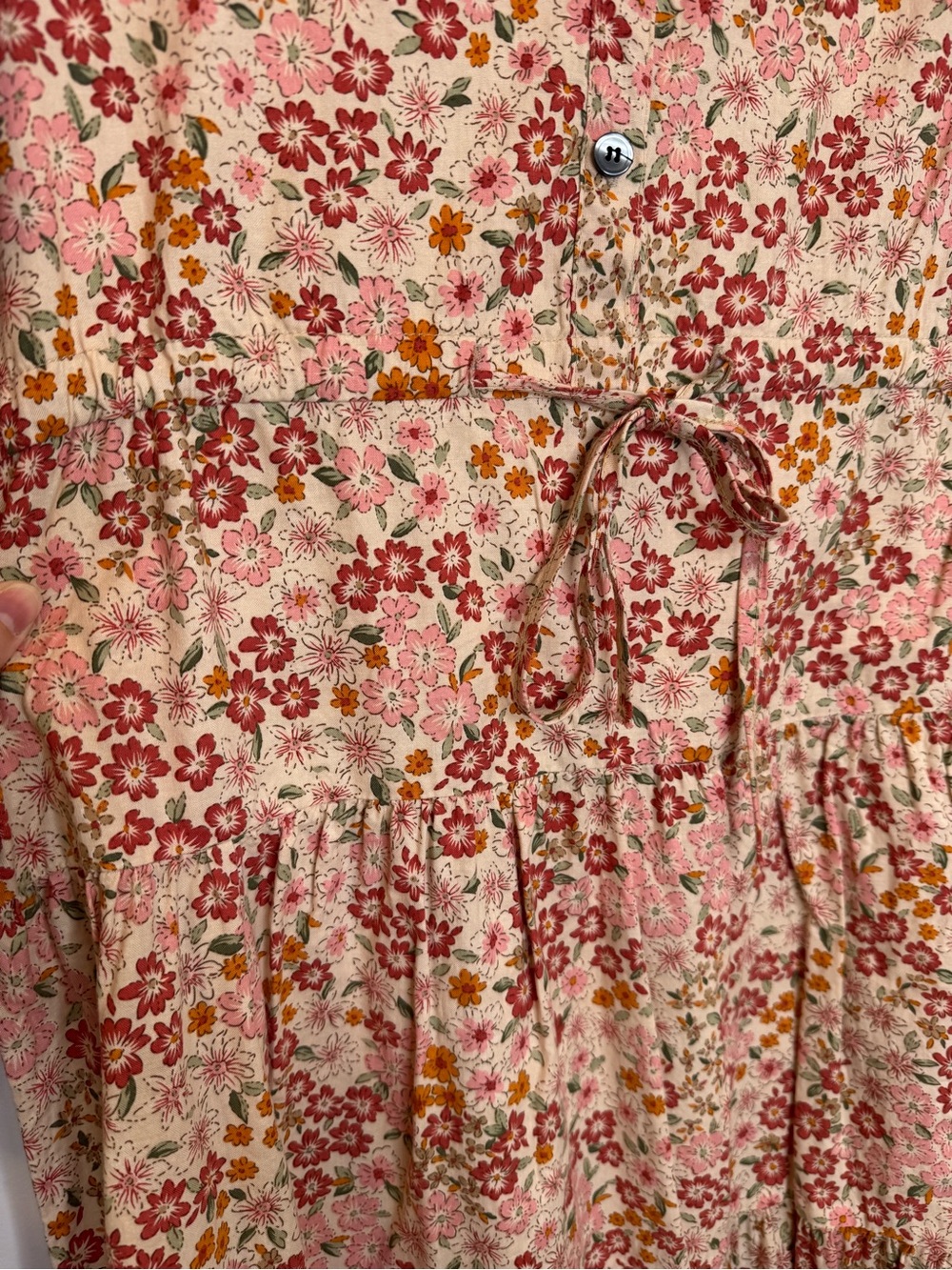 Vintage Cottagecore Floral Midi Dress Prairie Romantic Button Front Boho - Picture 5 of 7
